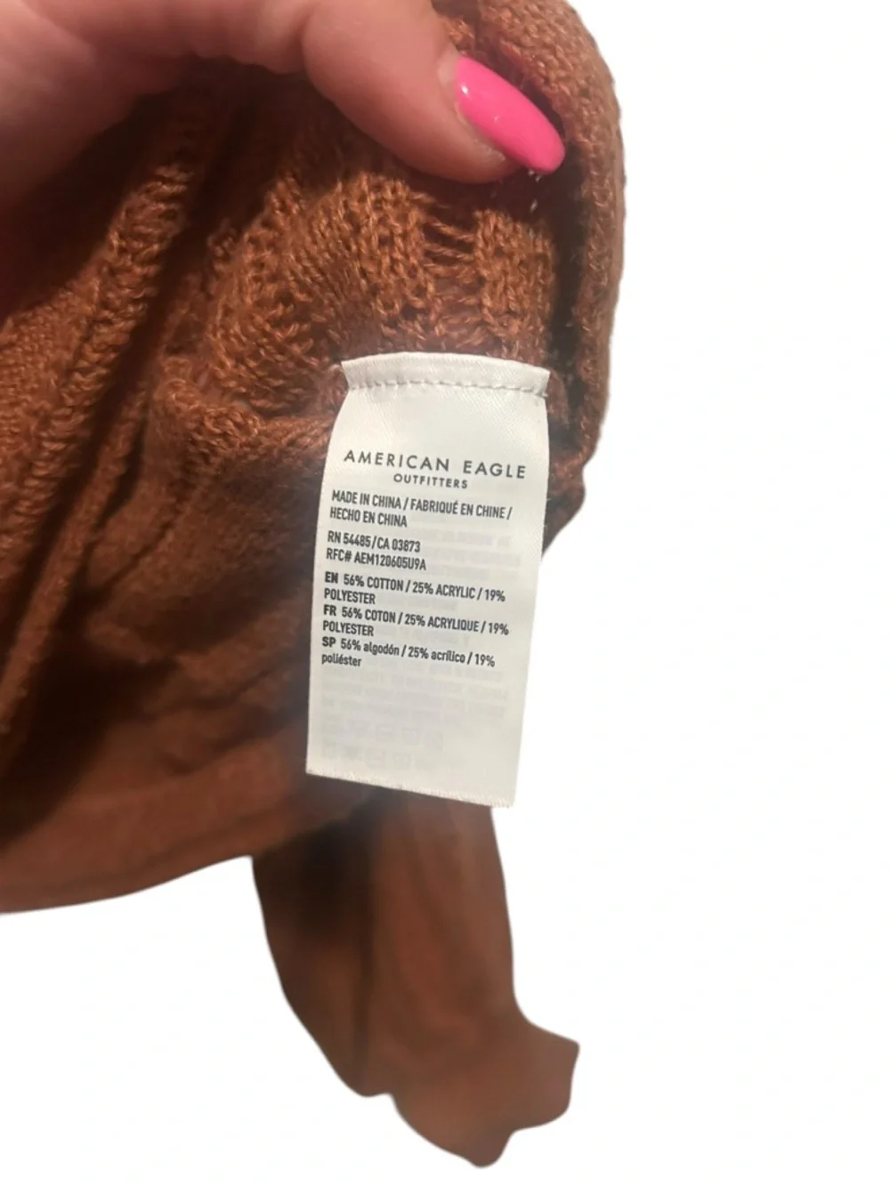 American Eagle Outfitters Open-Knit Crewneck Sweater in Rust
